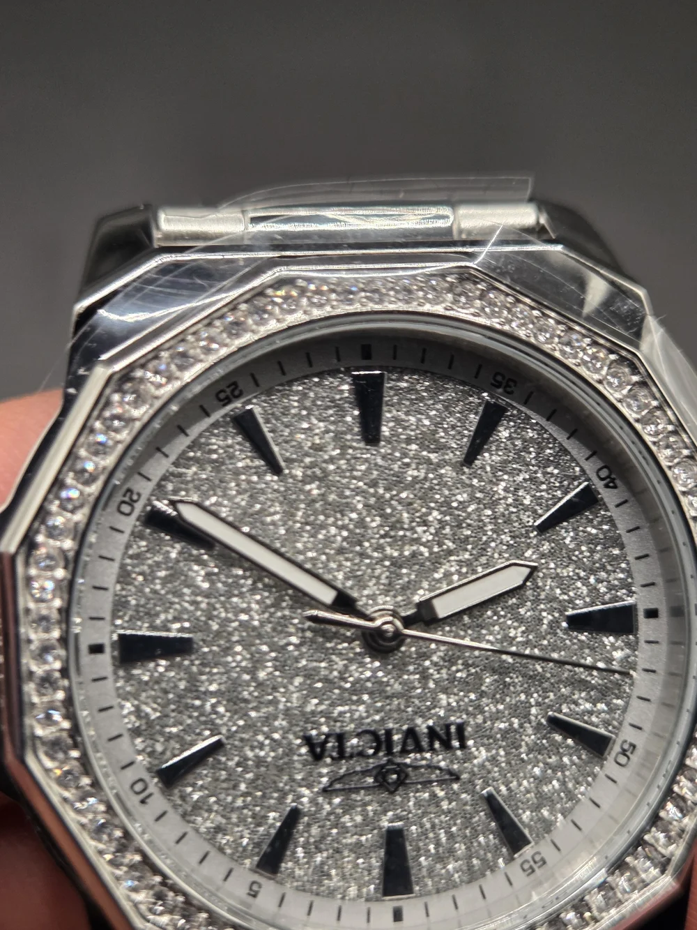 Invicta Speedway 49128 Women's Silver Dial Glitter Bezel Stainless Steel Watch -